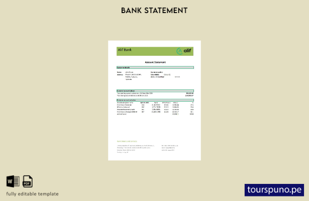 listo para imprimir plantilla de Excel de extracto bancario de Tayikistán Alif